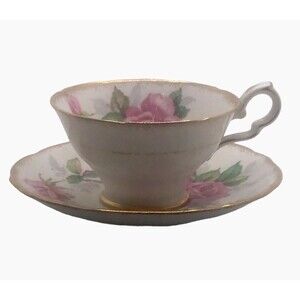 Vintage Royal Stafford Berkeley Rose Bouquet Teacup and Saucer. Fine Bone China